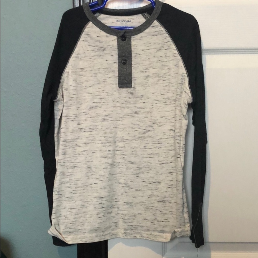 Long sleeves cream/grey double button shirt